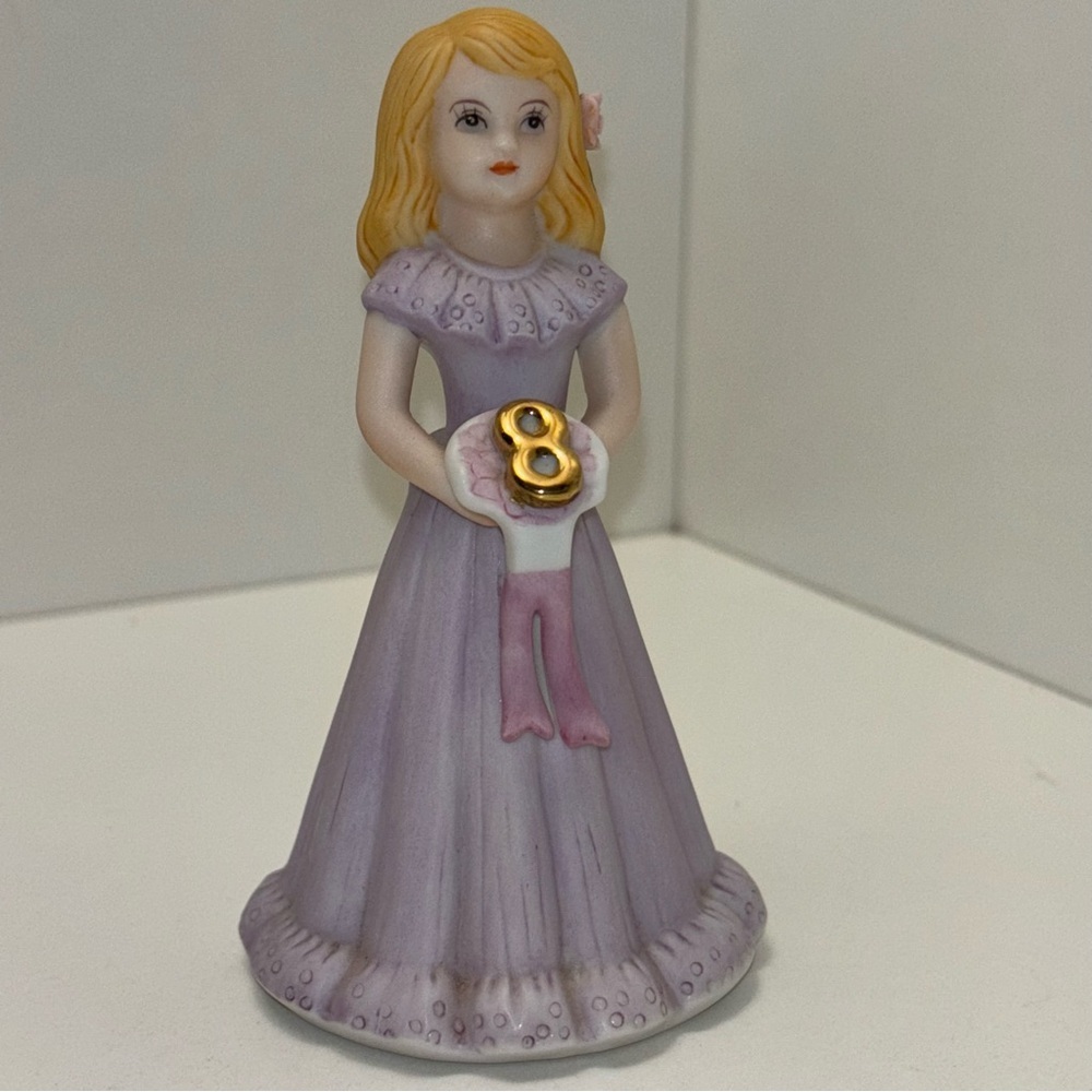 Enesco 1981 bisque porcelain “Growing Up Birthday Girls” age 8 figurine.